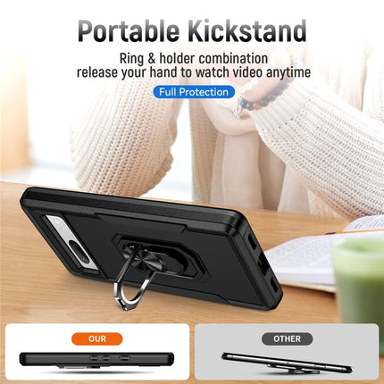 For Google Pixel 7a Case Military Grade Ring Kickstand PC + TPU Phone Cover
