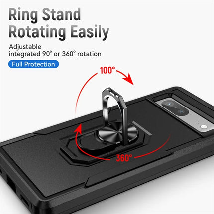 For Google Pixel 7a Case Military Grade Ring Kickstand PC + TPU Phone Cover