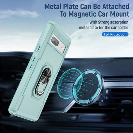 For Google Pixel 7a Case Military Grade Ring Kickstand PC + TPU Phone Cover