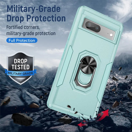For Google Pixel 7a Case Military Grade Ring Kickstand PC + TPU Phone Cover