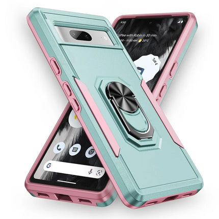For Google Pixel 7a Case Military Grade Ring Kickstand PC + TPU Phone Cover
