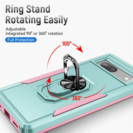 For Google Pixel 7a Case Military Grade Ring Kickstand PC + TPU Phone Cover