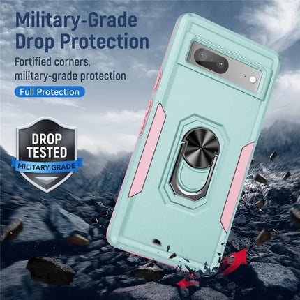 For Google Pixel 7a Case Military Grade Ring Kickstand PC + TPU Phone Cover