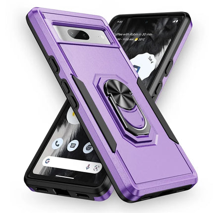 For Google Pixel 7a Case Military Grade Ring Kickstand PC + TPU Phone Cover