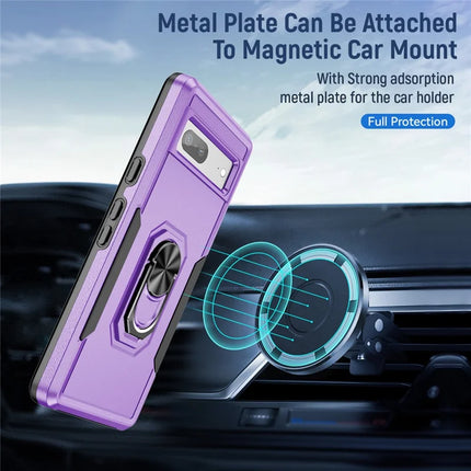 For Google Pixel 7a Case Military Grade Ring Kickstand PC + TPU Phone Cover