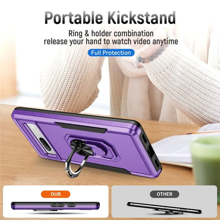 For Google Pixel 7a Case Military Grade Ring Kickstand PC + TPU Phone Cover