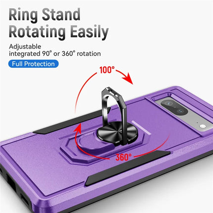 For Google Pixel 7a Case Military Grade Ring Kickstand PC + TPU Phone Cover