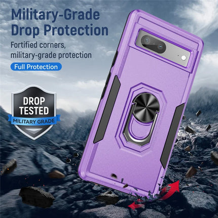 For Google Pixel 7a Case Military Grade Ring Kickstand PC + TPU Phone Cover
