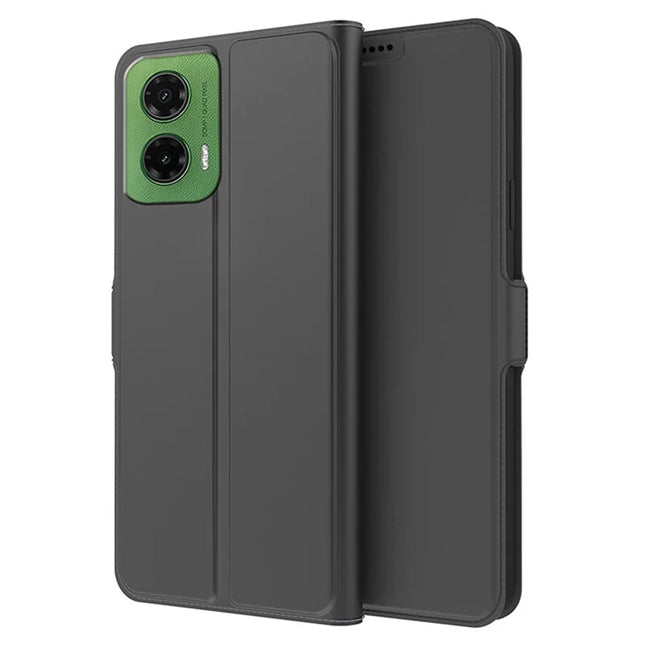 For Motorola Moto G35 5G Case Shockproof TPU Inner Shell Leather Phone Cover Card Slot - Black