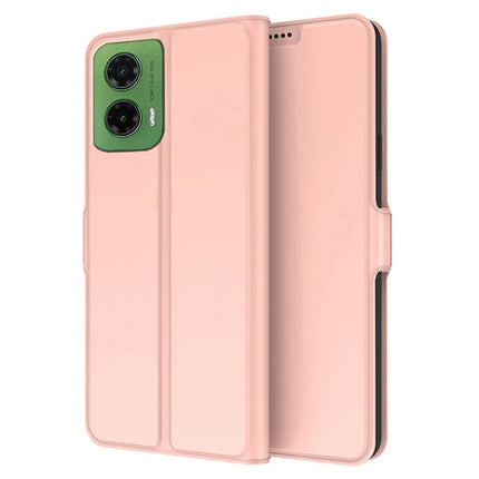 For Motorola Moto G35 5G Case Shockproof TPU Inner Shell Leather Phone Cover Card Slot - Rose Gold