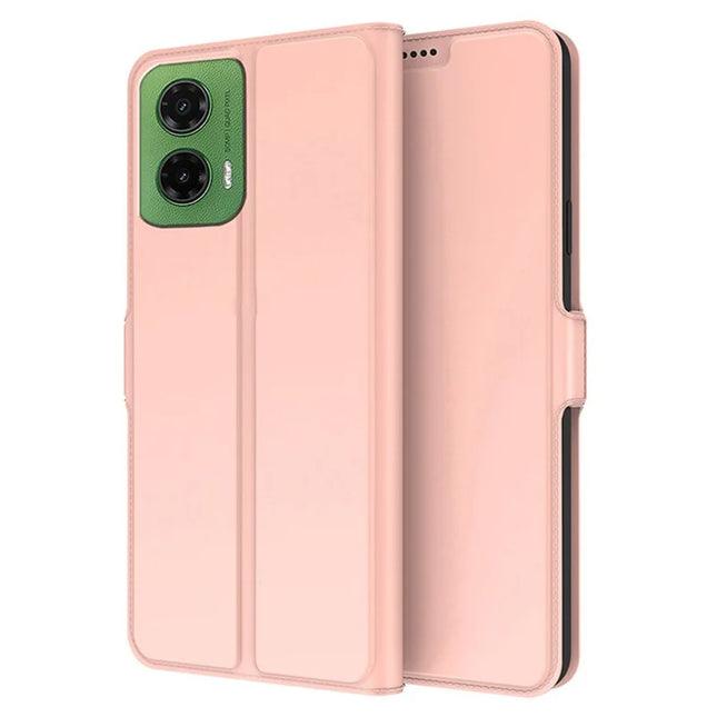 For Motorola Moto G35 5G Case Shockproof TPU Inner Shell Leather Phone Cover Card Slot - Rose Gold