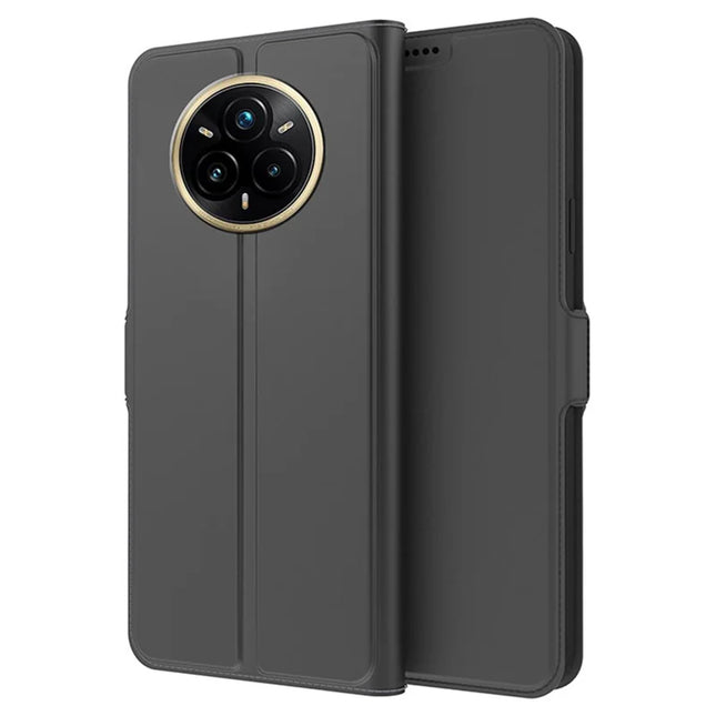 For Realme 14 Pro+ 5G Case Shockproof TPU Inner Shell Leather Phone Cover Card Slot - Black