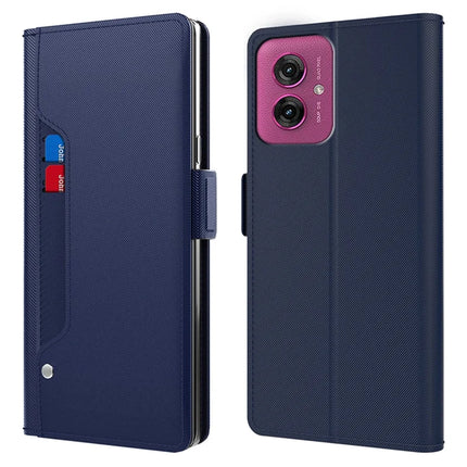 For Motorola Moto G55 5G Case Stand PU Leather Phone Cover Card Holder Mirror - Blue