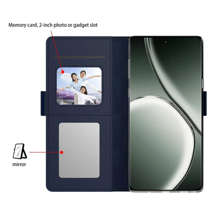 For Realme 14 Pro+ 5G Case Stand PU Leather Phone Cover Card Holder Mirror