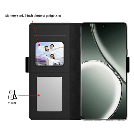 For Realme 14 Pro+ 5G Case Stand PU Leather Phone Cover Card Holder Mirror