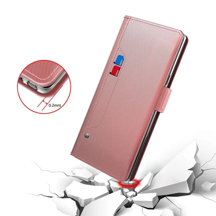 For Realme 14 Pro+ 5G Case Stand PU Leather Phone Cover Card Holder Mirror