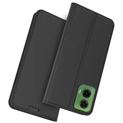 For Motorola Moto G35 5G Case PU Leather Phone Cover with Card Holder Stand - Black