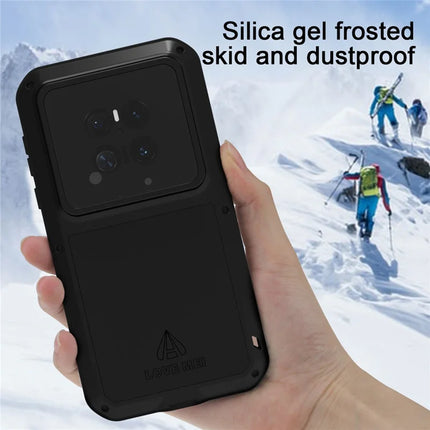 LOVE MEI For Huawei Mate 70 Case Tempered Glass Screen Protector Metal + Silicone Phone Cover
