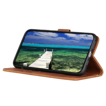 KHAZNEH For iPhone 16e Case PU Leather Retro Texture Phone Cover