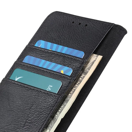 KHAZNEH For iPhone 16e Wallet Case Cowhide Texture Leather Flip Phone Cover