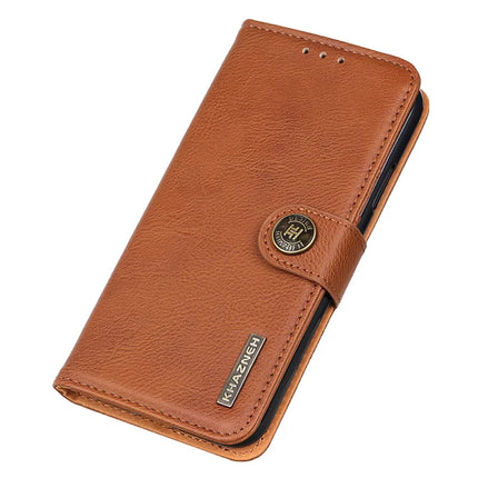 KHAZNEH For iPhone 16e Wallet Case Cowhide Texture Leather Flip Phone Cover