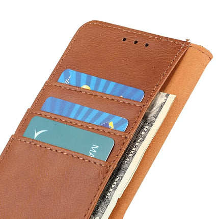 KHAZNEH For iPhone 16e Wallet Case Cowhide Texture Leather Flip Phone Cover