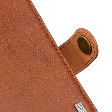 KHAZNEH For iPhone 16e Wallet Case Cowhide Texture Leather Flip Phone Cover