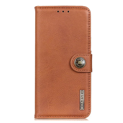 KHAZNEH For iPhone 16e Wallet Case Cowhide Texture Leather Flip Phone Cover