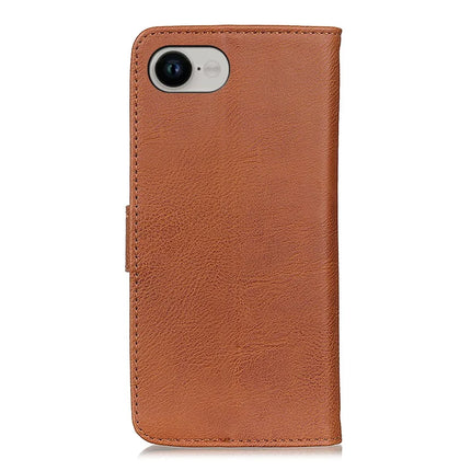 KHAZNEH For iPhone 16e Wallet Case Cowhide Texture Leather Flip Phone Cover