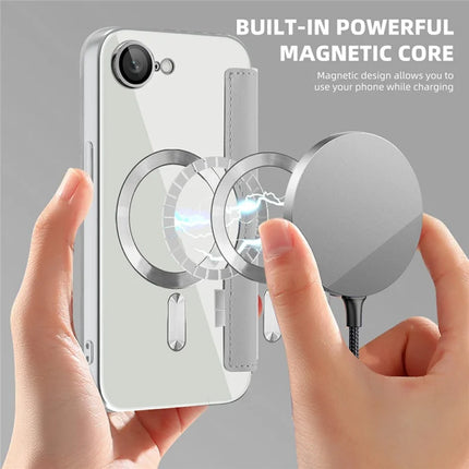 For iPhone 16e Case Compatible with MagSafe Rhombus PU Leather Phone Cover