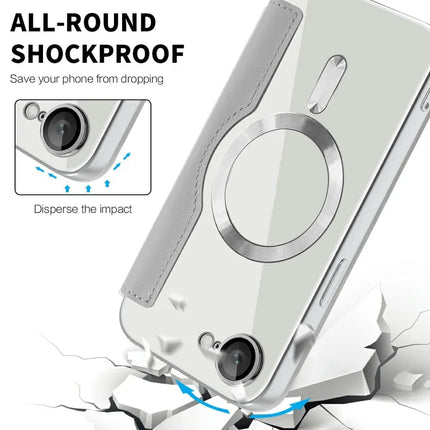 For iPhone 16e Case Compatible with MagSafe Rhombus PU Leather Phone Cover