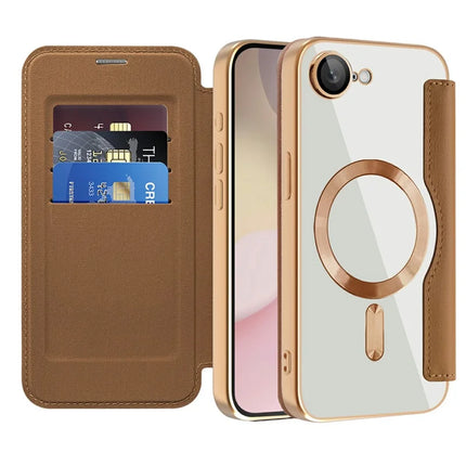 For iPhone 16e Case Compatible with MagSafe Rhombus PU Leather Phone Cover