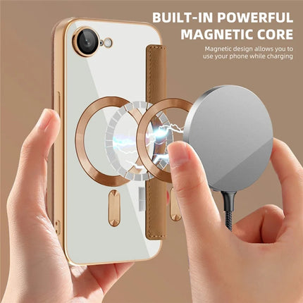 For iPhone 16e Case Compatible with MagSafe Rhombus PU Leather Phone Cover