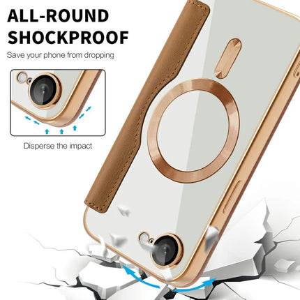 For iPhone 16e Case Compatible with MagSafe Rhombus PU Leather Phone Cover