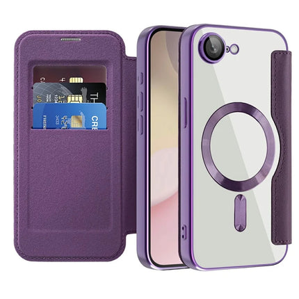 For iPhone 16e Case Compatible with MagSafe Rhombus PU Leather Phone Cover