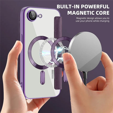 For iPhone 16e Case Compatible with MagSafe Rhombus PU Leather Phone Cover