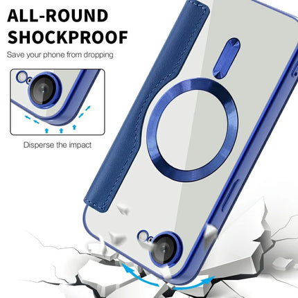 For iPhone 16e Case Compatible with MagSafe Rhombus PU Leather Phone Cover