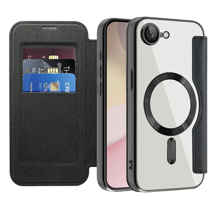 For iPhone 16e Case Compatible with MagSafe Rhombus PU Leather Phone Cover