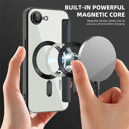 For iPhone 16e Case Compatible with MagSafe Rhombus PU Leather Phone Cover