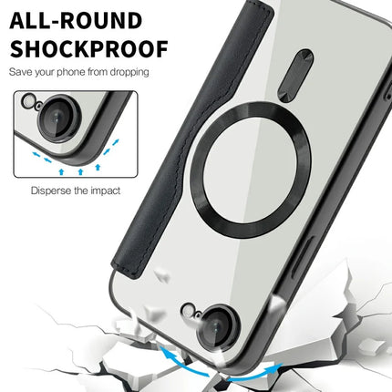 For iPhone 16e Case Compatible with MagSafe Rhombus PU Leather Phone Cover