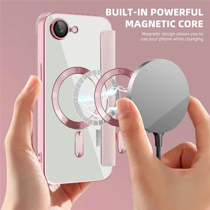For iPhone 16e Case Compatible with MagSafe Rhombus PU Leather Phone Cover