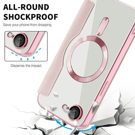 For iPhone 16e Case Compatible with MagSafe Rhombus PU Leather Phone Cover