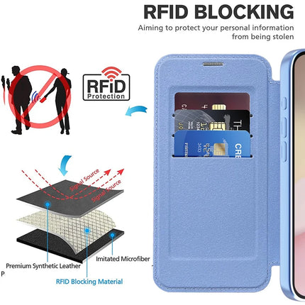 For iPhone 16e Case Compatible with MagSafe RFID Blocking Leather Phone Cover