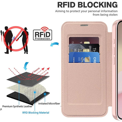 For iPhone 16e Case Compatible with MagSafe RFID Blocking Leather Phone Cover