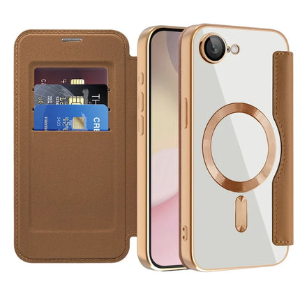 For iPhone 16e Case Compatible with MagSafe RFID Blocking Leather Phone Cover