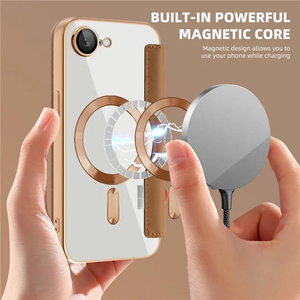 For iPhone 16e Case Compatible with MagSafe RFID Blocking Leather Phone Cover
