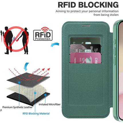 For iPhone 16e Case Compatible with MagSafe RFID Blocking Leather Phone Cover