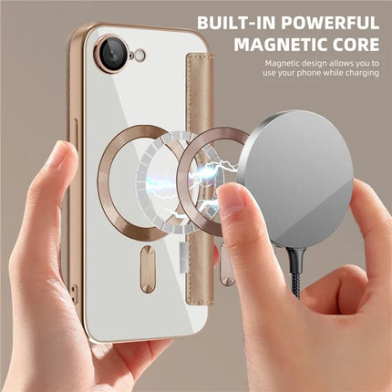 For iPhone 16e Case Compatible with MagSafe RFID Blocking Leather Phone Cover