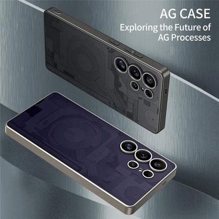 For Samsung Galaxy S23 Ultra Case Circuit Pattern AG Matte Skin Touch PC + TPU Phone Back Cover