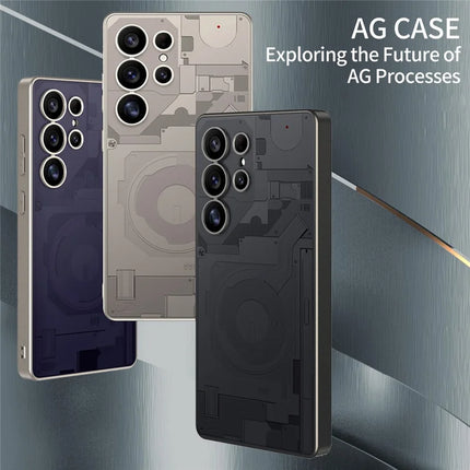 For Samsung Galaxy S23 Ultra Case Circuit Pattern AG Matte Skin Touch PC + TPU Phone Back Cover